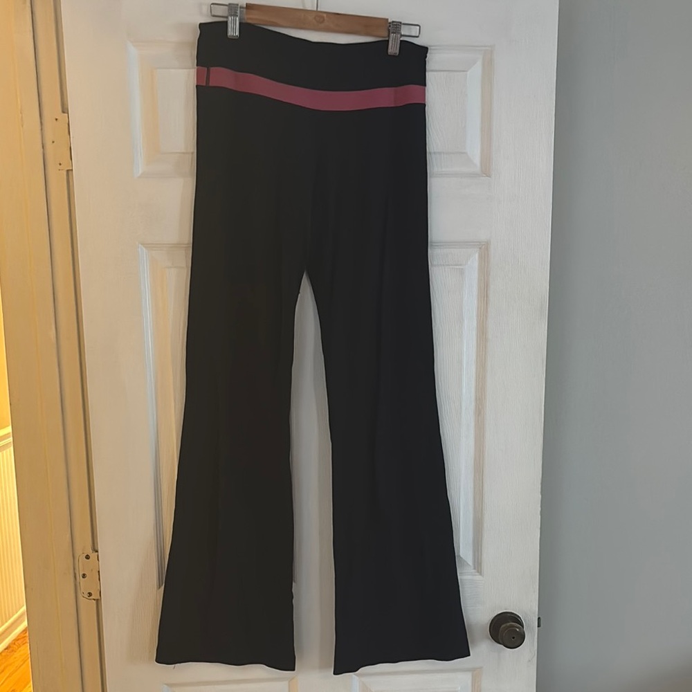 lululemon athletica Black Flared Leggings with Pink Accent